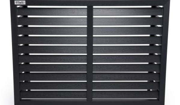 Floli Kunststof Airco Cover - Buitenunit Omkasting "Houtlook" Zwart RAL 9005 afbeelding